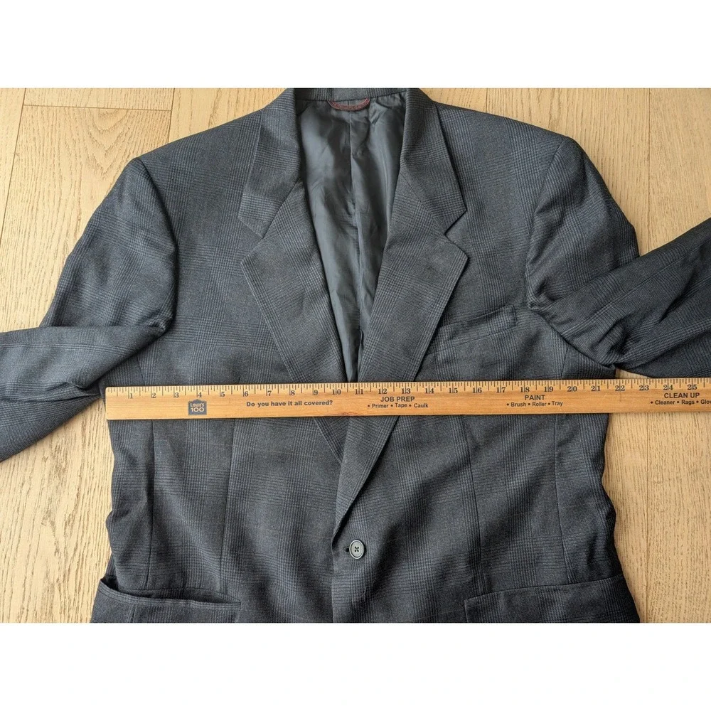 Hart Schaffner Marx Blazer Wool‎ Blend Men's Charcoal Glen Plaid Sport Coat 43R